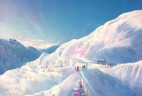 雪场粉色的地铁列车