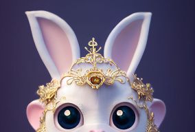 白色的兔宝宝猴穿着皇室礼服