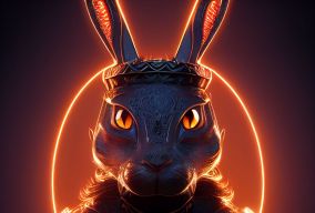拟人化的火兔子骑士肖像