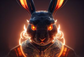拟人化的火兔子骑士肖像